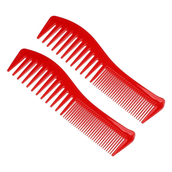 Unique Bargains 2 Pcs Anti Static Hair Comb Wide Tooth for Thick Curly Hair Hair Care Detangling Comb Red