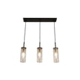 thumbnail image 3 of Kenroy Home Caulford 3-Light Adjustable Height Kitchen Island Light Fixture with Clear Glass Cylinder Shade for Kitchen Island, Dinning Room, Bedroom, Foyer, or Entryway, Black, 3 of 8