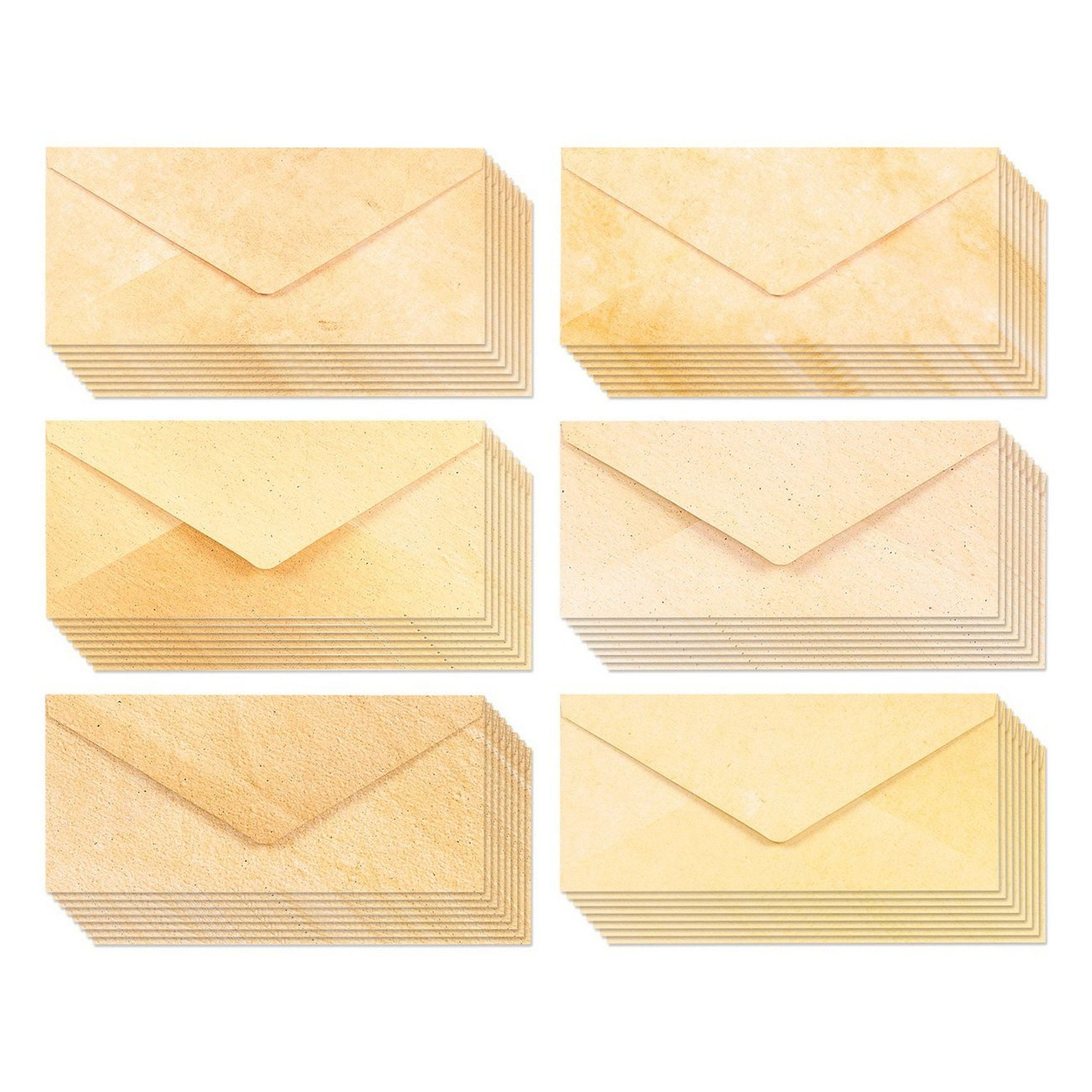 Yoption 50 Pack Vintage Classic Kraft Paper Envelopes and 20 Stickers for Writing and Printing 70Pcs Old Fashioned Envelopes 8.664.72 Brown Kraft Paper Envelopes