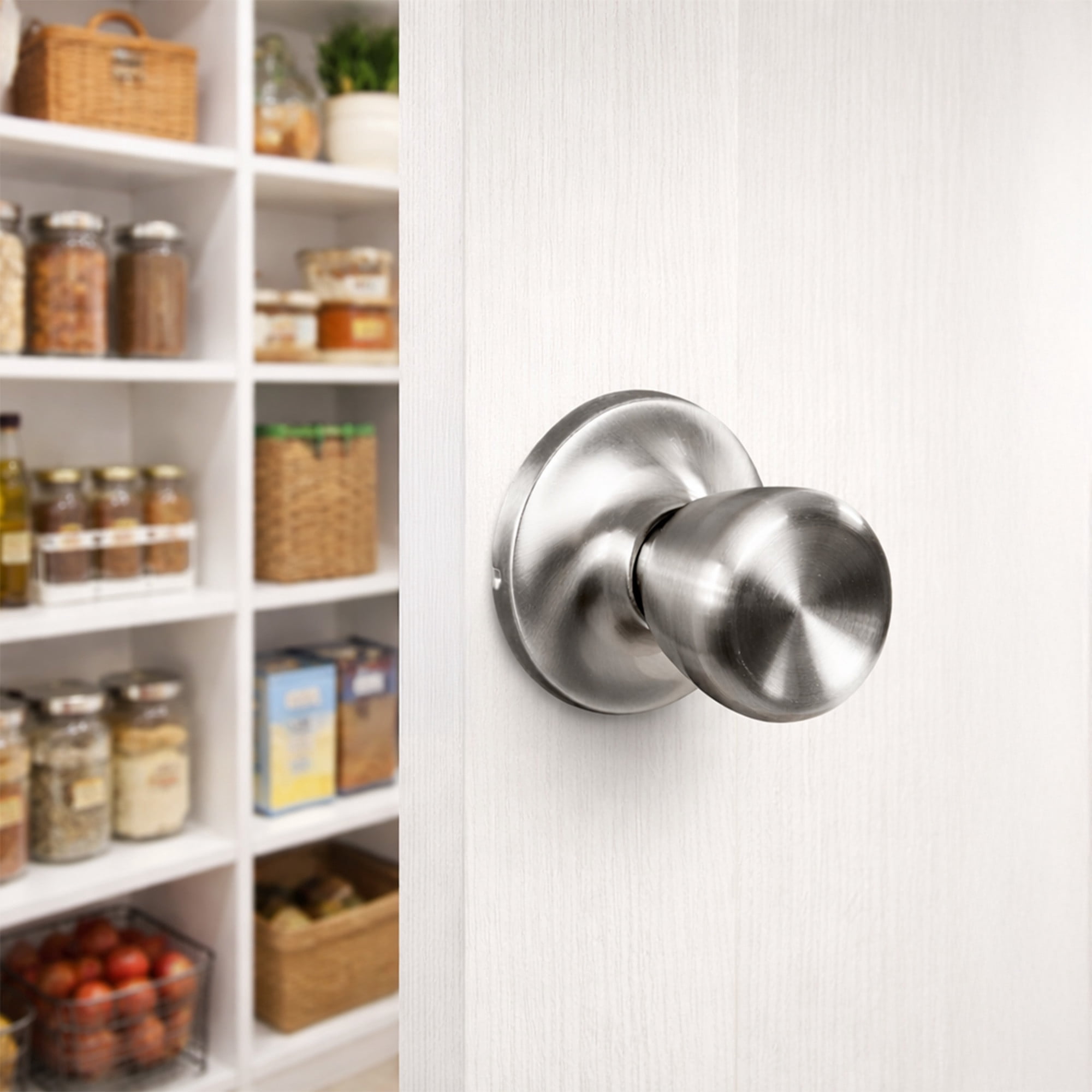 Satin Nickel Dummy Door Knob, Closet and French Door, Left or Right Hand