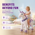 thumbnail image 5 of PonyCycle Kid-Powered Ride-On Unicorn Toy, No Battery, Hand Brake, Ages 4–7, Purple, E413, 5 of 11