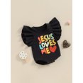 thumbnail image 3 of Bagilaanoe Newborn Baby Girl Boy Summer Rompers Letter Print Flying Sleeve Bodysuits 3M 6M 12M 18M Infant Casual One Piece Short Jumpsuit, 3 of 7