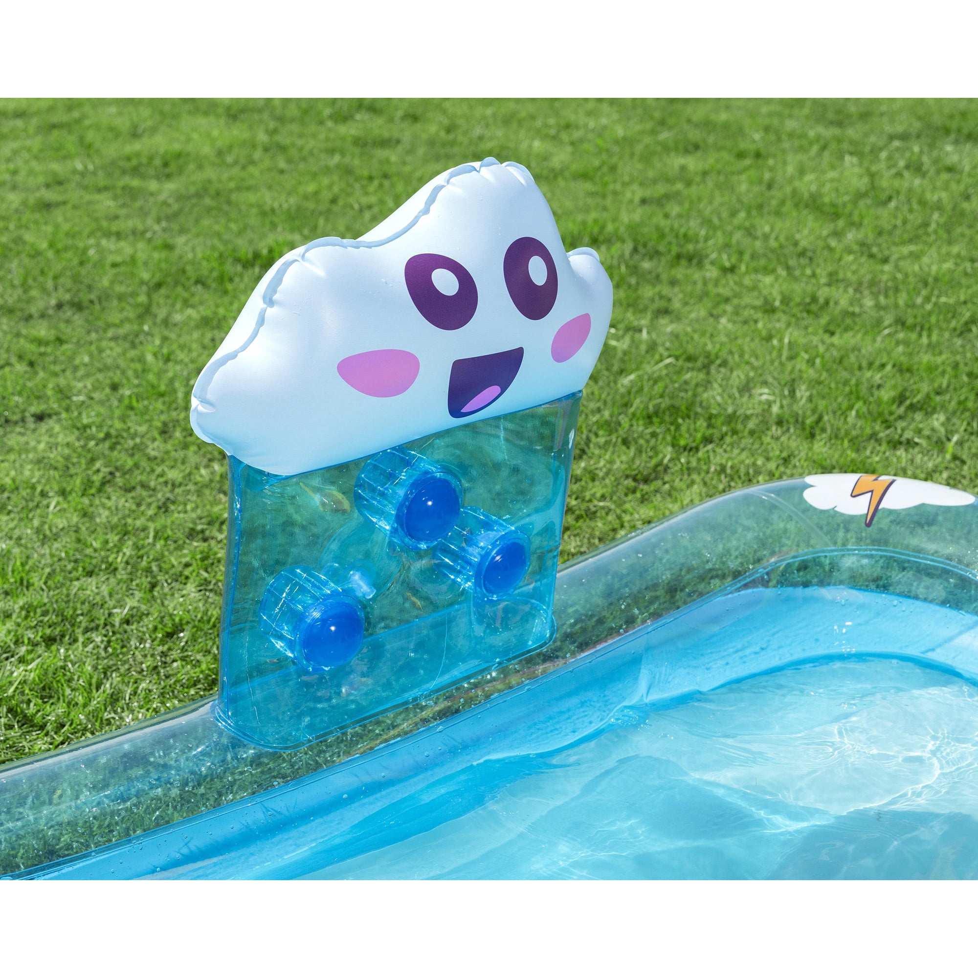 H2OGO! Inflatable Water Play Center & Pool - Rainbows ‘N Rays - 74x59x35”, Slide-Sprinkler Arch- Game Balls, Splash Wade Pool, Outdoor, Toddler-Kid 2+