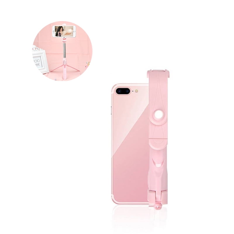Hot Pink, 1PC Selfie Stick Cell Phone Tripod Portable Extendable Monopod Self-Pole Handheld Wired Selfie Stick for iPhone