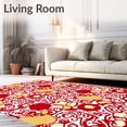 thumbnail image 2 of ODIKA 3'x5' Machine Washable Non-Slip Area Rug, Winter Wonderland Baked Goods Anti Fatigue Pair with Peppermint Swirls High Traffic Rug, Red, 507336, 2 of 7