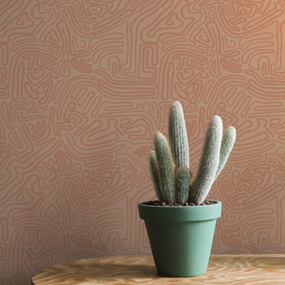 Tempaper Sketch Rouge Peel and Stick Wallpaper, 20.5" x 16.5'