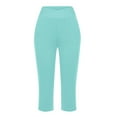 thumbnail image 4 of Mohiass V Crossover Capri Pants for Women, Summer Casual Pull On Womens Capris with Pockets, Women's Casual Pants & Capris, Ladies Capris Cyan XL, 4 of 8