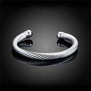 Swirling Silver Bold Bangle Cuff Bracelet For Woman