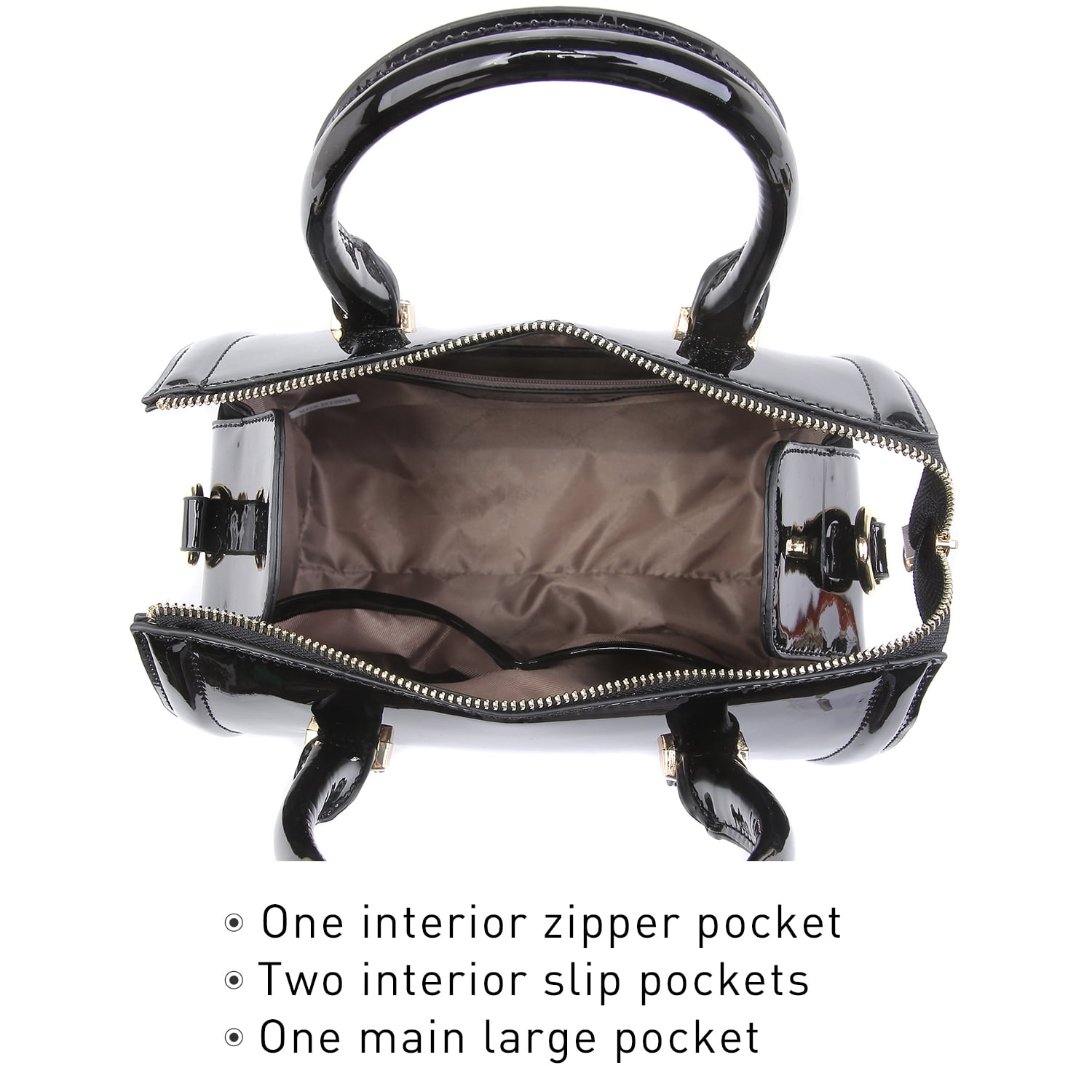 Shiny Patent Faux Leather Handbags Barrel Top Handle Purse Satchel Bag Shoulder Bag for Women