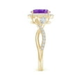 thumbnail image 3 of ANGARA Natural Oval 1.15 ct Amethyst Twisted Vine Ring with Diamond Halo in 14K Yellow Gold for Women (Size-8x6mm) | February Birthstone, Anniversary, Jewelry Gift for Women | Natural Amethyst Ring, 3 of 9
