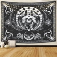 thumbnail image 1 of Tapiz de pared con esqueleto de calavera, tapiz de polilla de serpiente en blanco y negro, tapiz de mandala, tapiz de luna para colgar en la pared (polilla, L / 130x150cm) JM, 1 of 5