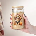 thumbnail image 4 of Happy Thanksgiving Golden Retriever Turkey Costume Pumpkins Autumn Leaves 16oz Glass Cup Mug Goldens Dog Lover Gifts Idea Glass Can with Bamboo Lid and Straw - 130144, 4 of 5