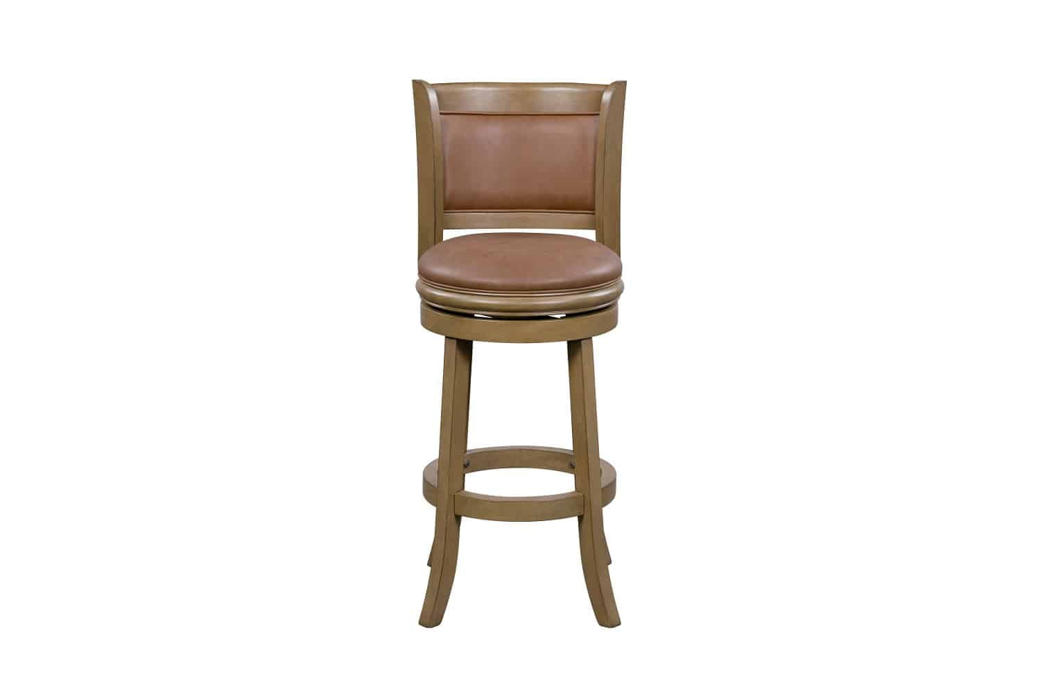 Boraam Augusta 26in Counter Height Swivel Wood Kitchen Bar Stool, Distressed Sandrift
