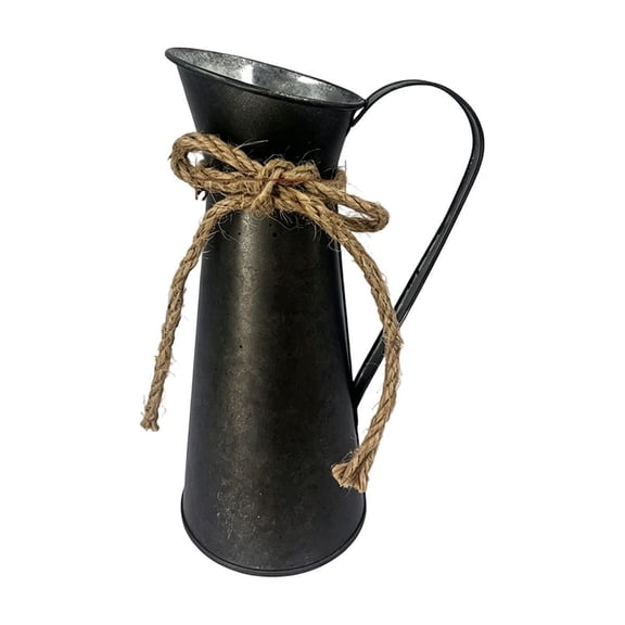 Galvanized Metal Pitcher Vase Vintage Watering Can Flower Holder Shabby Chic Decor for Home Table Mantel Shelf Centerpiece