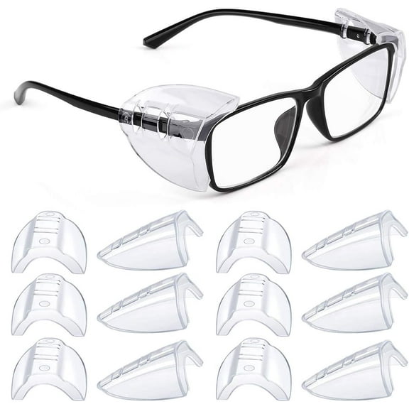 Safety Glasses Side Shields for Prescription Glasses, Slip on Clear Eye Glasses, Fits Small to Large Eyeglasses
