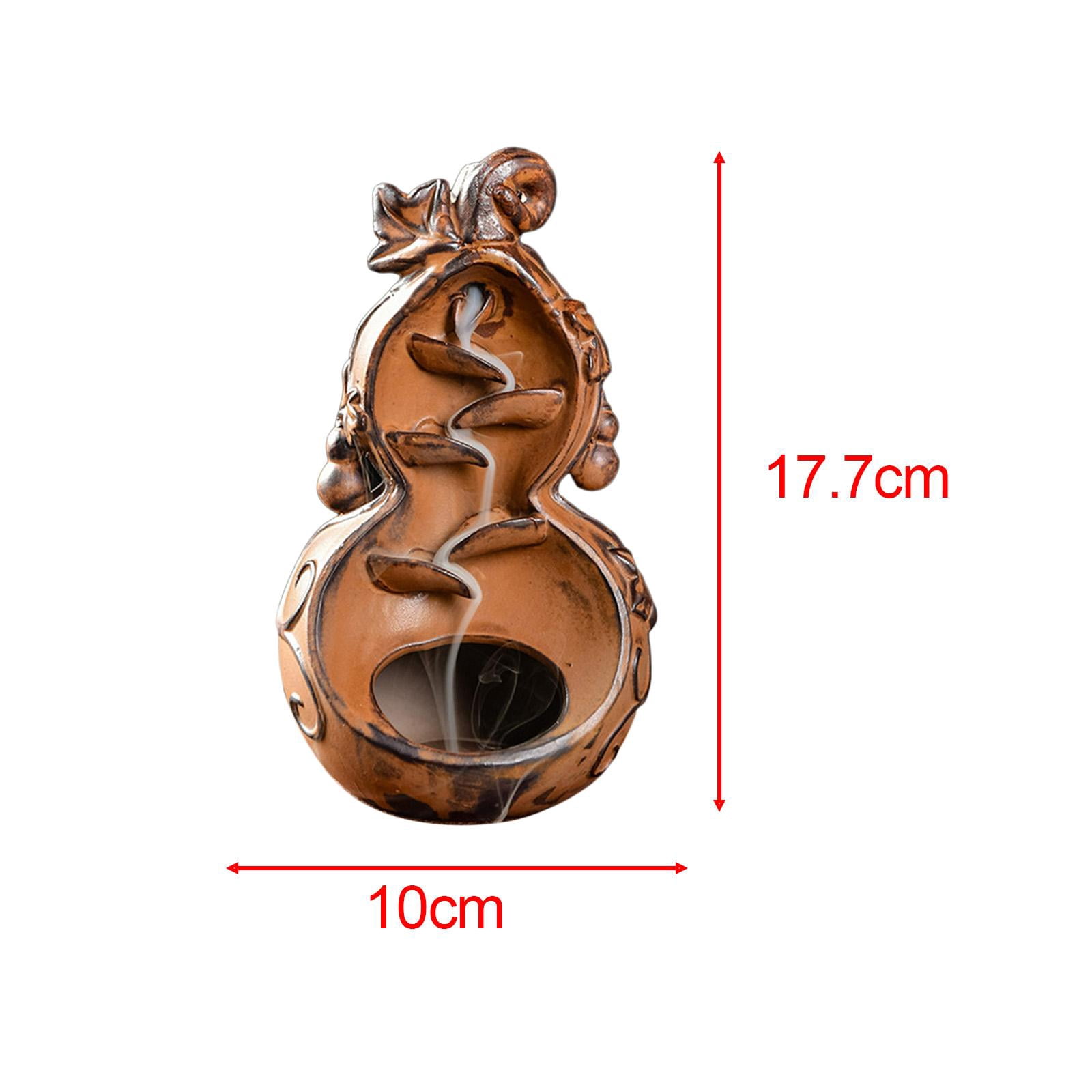 WLPZXP Gourd Backflow Incense Burner Art Crafts Aroma Ornament Waterfall Incense Holder Brown