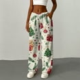 thumbnail image 6 of Hearthz Soft Fleece Pajama Pants Women Christmas Soft Fuzzy Elastic Waist Wide Leg Sleep Pants with Pockets Fall Winter Warm Women Pajama Bottoms, 6 of 6