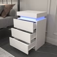 thumbnail image 4 of LED White Nightstand With 3 Drawers, Modern Multi-Colour LED Night Table Bedside Tables for Bedroom, Living Room, 4 of 5