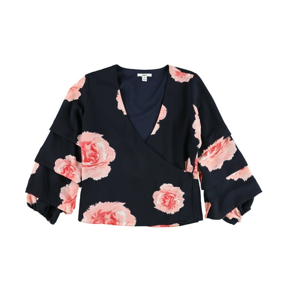 bar III Womens Puffed Sleeve Pullover Blouse, Blue, Medium