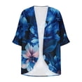 thumbnail image 5 of Erwazi Cardigans for Women Printed Chiffon 3/4 Sleeve Open Front Sheer Lightweight Loose Casual Outer Shrug Holiday Outdoor Daily Outfit Top, 5 of 5