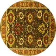 thumbnail image 1 of Ahgly Company Machine Washable Indoor Round Oriental Yellow Industrial Area Rugs, 3' Round, 1 of 4
