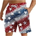 thumbnail image 2 of cllios Mens American Flag Swim Trunks 4th of July Patriotic Shorts Red White and Blue Printed Drawstring Elastic Waist Board Shorts with Pocket, 2 of 4