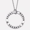 Personalized Planet Family Sterling Silver Family Name Engraved Disc Pendant, 20"