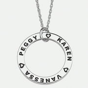 Personalized Planet Family Sterling Silver Family Name Engraved Disc Pendant, 20"