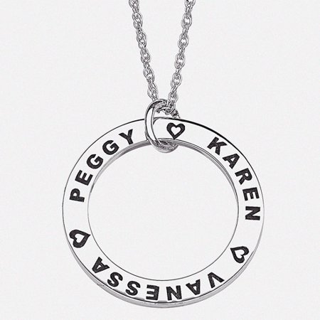Personalized Planet Family Sterling Silver Family Name Engraved Disc Pendant, 20"