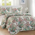 thumbnail image 2 of Elegant Comfort 3-Piece Quilted Bedspread Set, Reversible Floral Paisley Design, Ultra Soft All-Season Coverlet with Pillow Shams, Heavyweight Quilt, California King, Aqua, 2 of 5