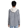 thumbnail image 3 of Time and Tru Women's Button Down Hooded Flannel Shirt, Sizes XS-XXXL, 3 of 5