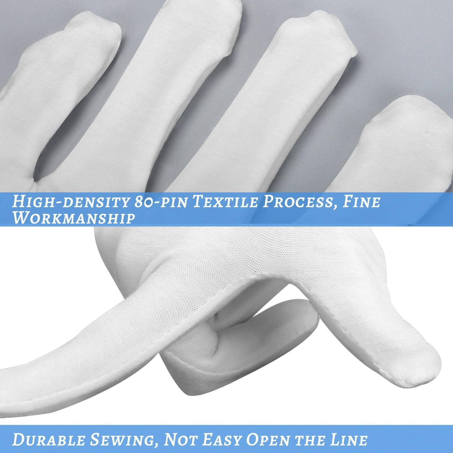 White Cotton Gloves For Dry Hands Medium Size Eczema Men Women Thin 6 Pairs New 