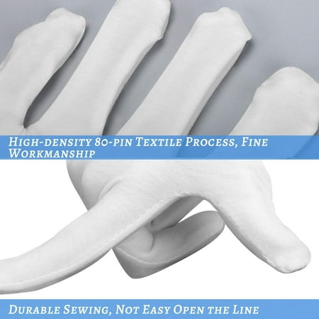 

Cotton Gloves 10pairs(20 Pcs) White Cotton Gloves for Women and Men Washable Stretch Cotton Gloves for Dry Hands and Eczeme Moisturizing Cloth Gloves Coin Jewelry Silver Cotton Inspection Gloves