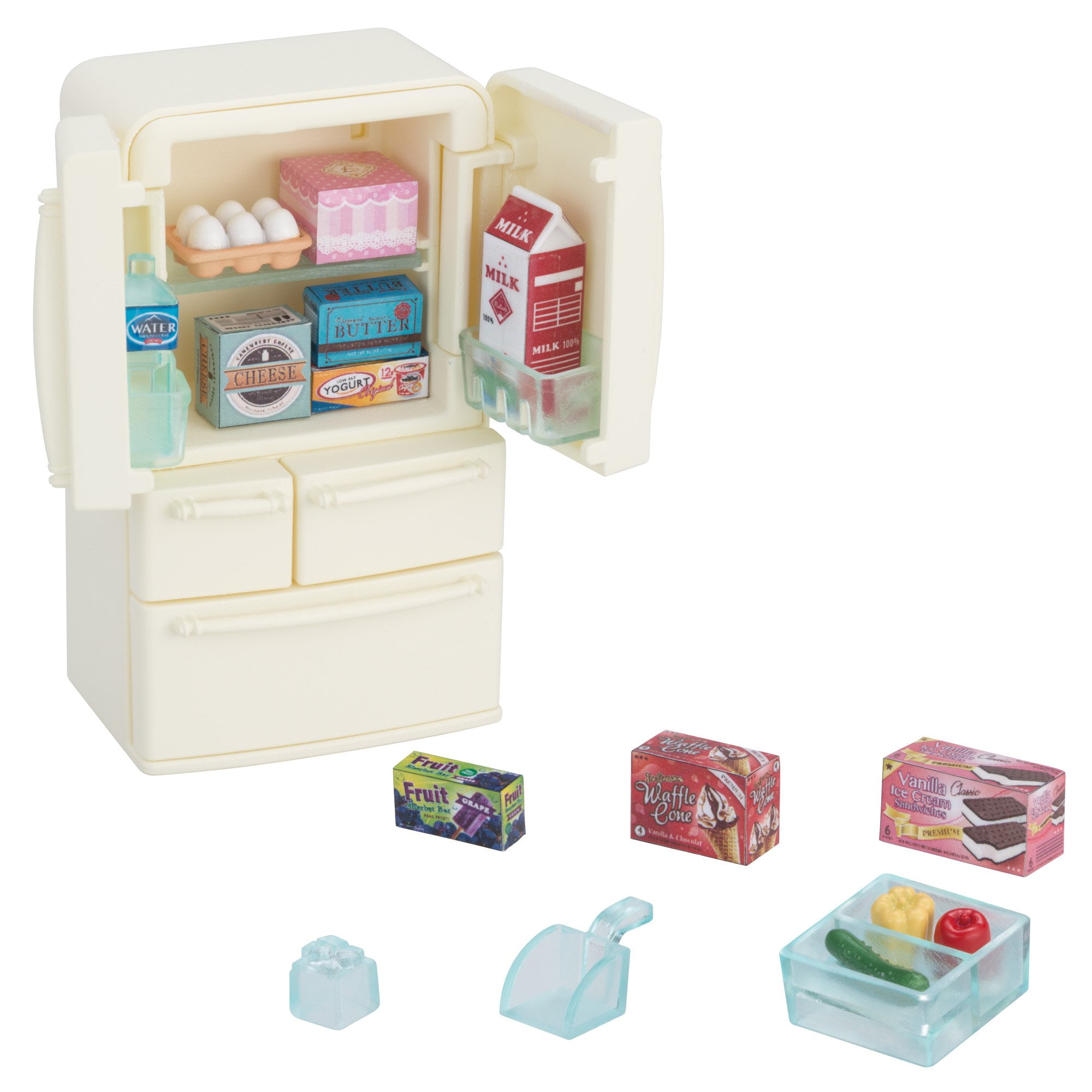 3 Sylvanian Families Sets - Kitchen Cupboard, Washing Machine &  Refrigerator