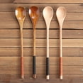 thumbnail image 3 of Hariumiu Binding Wooden Long Handle Coffee Soup Condiment Mixing Spoon Teaspoon Utensil-Black,A, 3 of 8