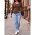 thumbnail image 5 of Cueply Long Sleeve Thermal Shirts for Women Lace Fleece Lined Stretch V Neck Tops Undershirt Base Layer, 5 of 8