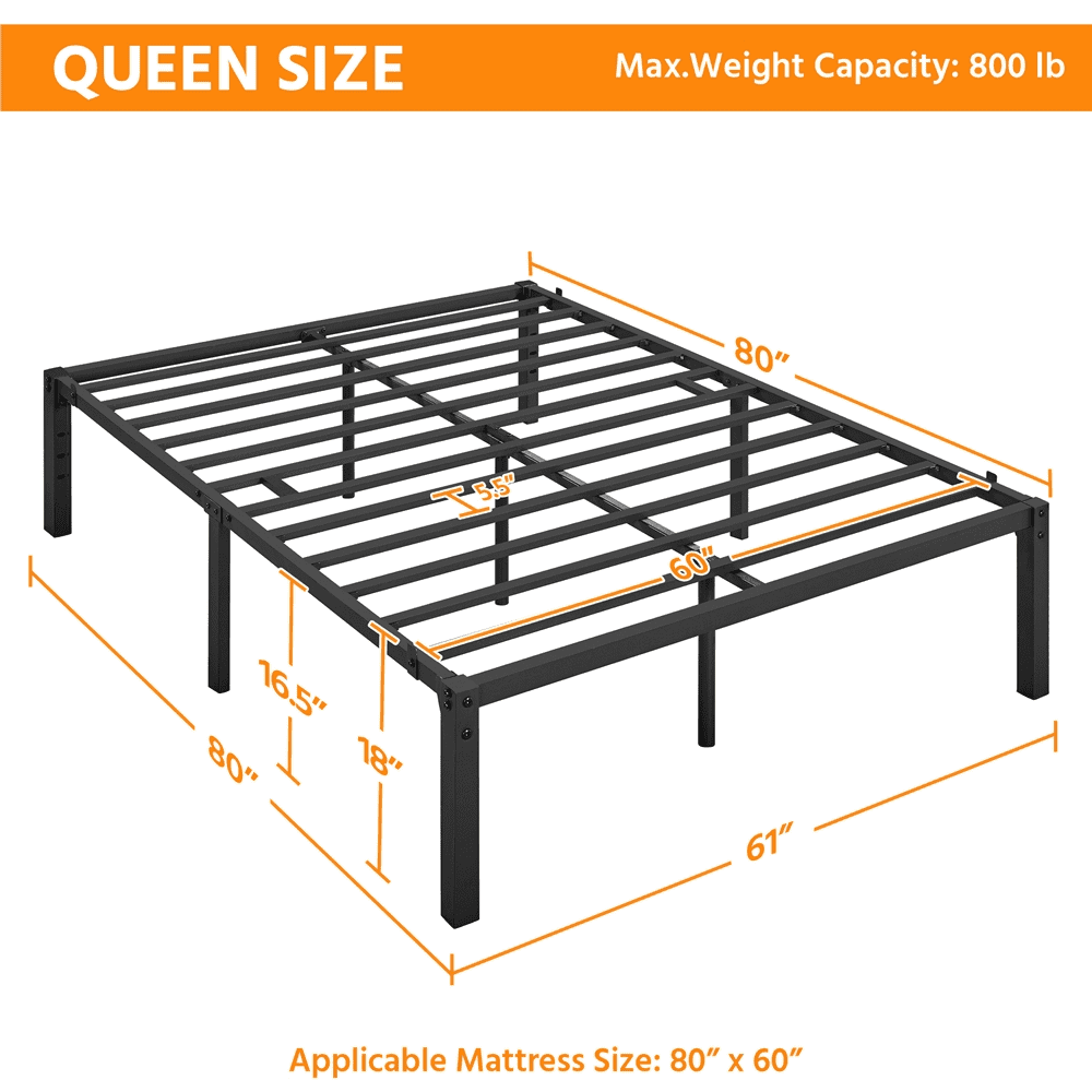 Renwick Jasper Metal Platform Full Bed Frame with Steel Slat Support