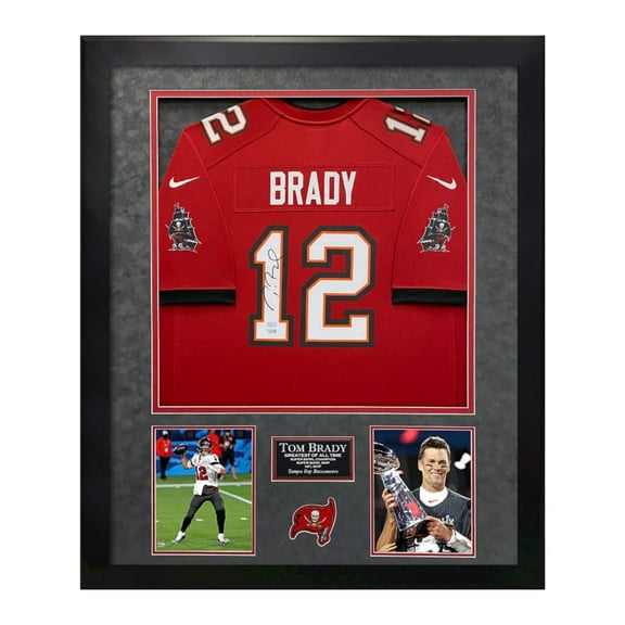 Tom Brady Tampa Bay Buccaneers Autographed Jersey Framed To 32x40 Fanatics