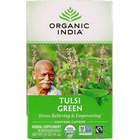 Organic India Tulsi Tea Green w/Caffeine 18 Bag, Pack of (Best Green Tea In India)