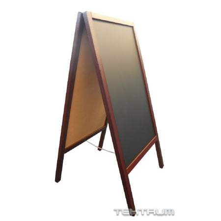 TEKTRUM DOUBLE-SIDE SIDEWALK A-FRAME WOOD MAHOGANY SANDWICH SIGN BOARD 20