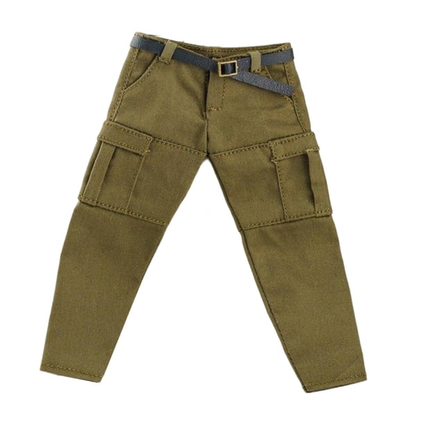 Pantalones cargo masculinos a escala 1/10 y 1/12, ropa en miniatura, accesorio fotográfico fácil de usar, para muñecas. Verde militar