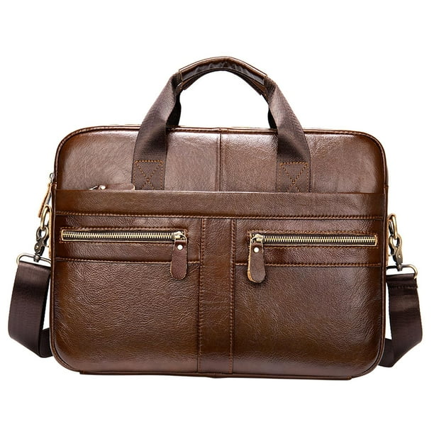 Men Briefcase Leather Handbag Laptop Bag 15 Inch mens Business