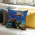 thumbnail image 3 of BANET  Nautical Throw Pillow Cushion Cover, Underwater Maritime Life Scenery with Exotic Fish Reefs in The Ocean Caribbean Image, Decorative Square Accent Pillow Case 24x24in, 3 of 5