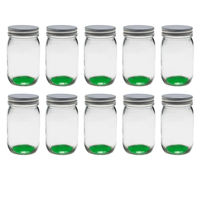 Mason Jars with Lids 16 oz. Set of 10, Bulk Pack Glass Jars for