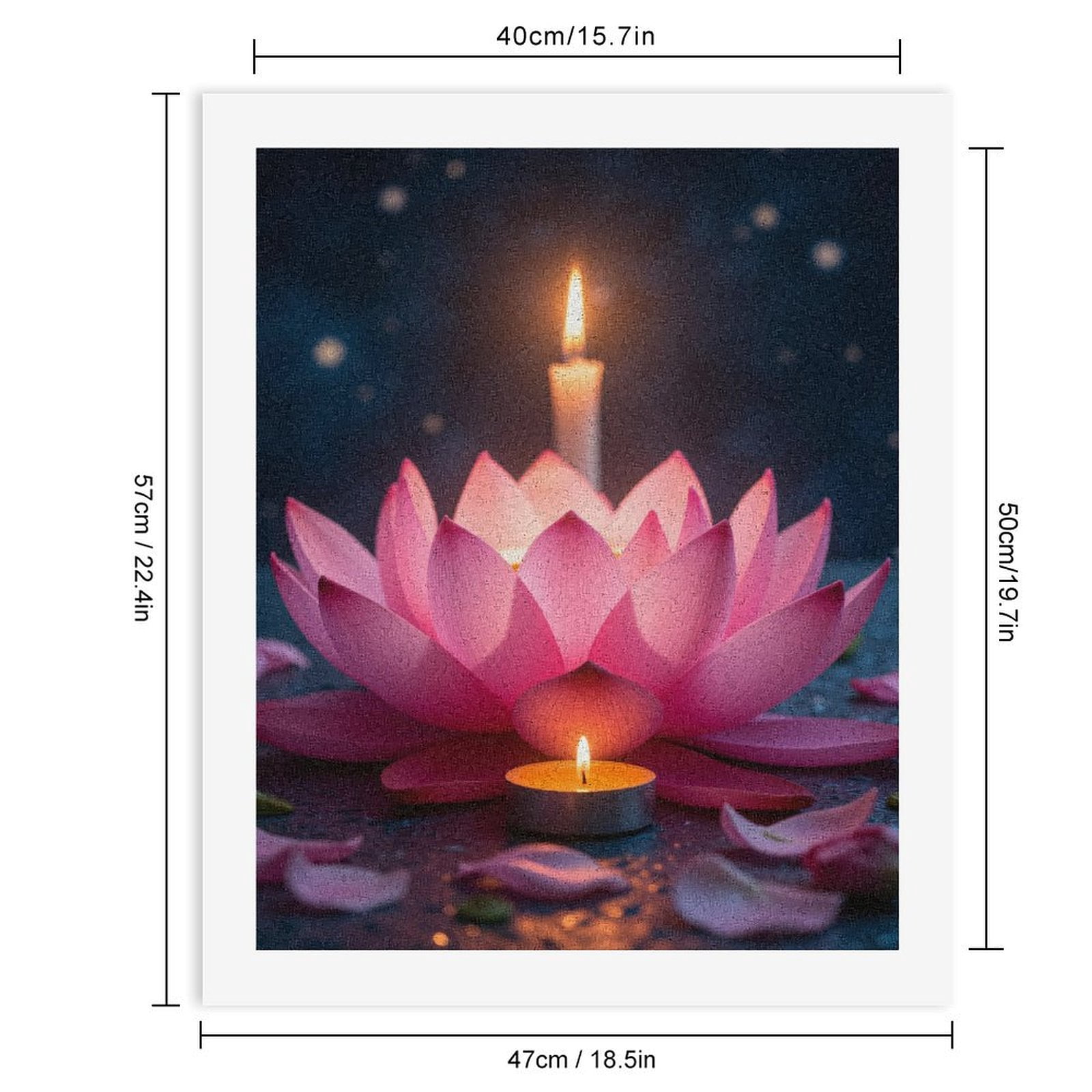 Paint By Numbers Kit for Adults Beginner - DIY Pink Lotus Candle Night Glow Canvas Painting Kits for Adults, Frameless Paint By Number for Adults for Home Wall Decor 16x20 Inch