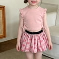 thumbnail image 4 of HWJAD Toddler Girl 2 Piece Outfit Little Girls Ruffle Sleeveless Drawstring Top and Floral Skirt Set Summer Kids Clothes, 4 of 7