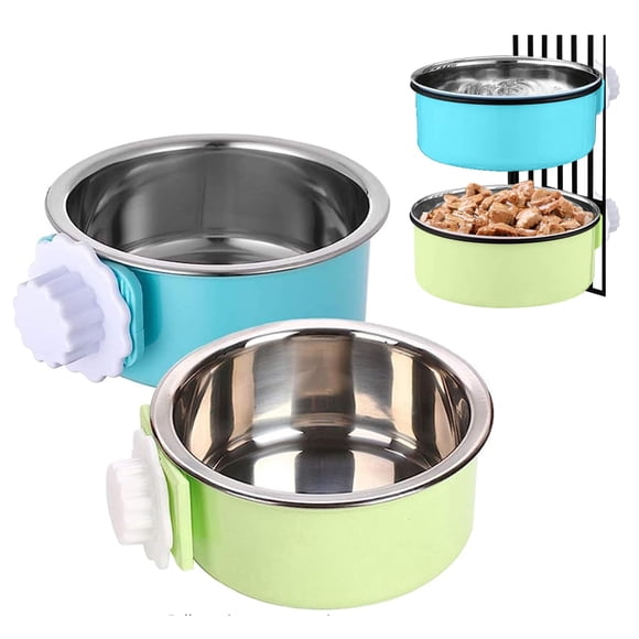 Juego de cuencos de comida para mascotas Tfwadmx Crate para perros y gatos de acero inoxidable, 2 unidades