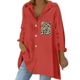 thumbnail image 1 of Pompotops Mode Femmes Point Imprimé Bouton Manches Longues Inch Chemise Tour-Down Col Tops Blouse, 1 of 9