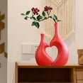 thumbnail image 6 of deevoka Ceramic Flower Vase Heart Shaped Vase Planter Pot Minimalist Bud Vase Decorative Red, 6 of 9