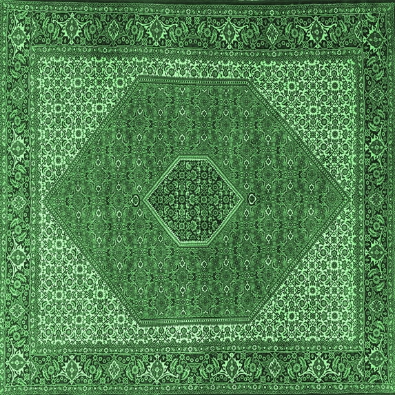 Ahgly Company Indoor Square Persian Emerald Green Traditional Area Rugs, 7' Square